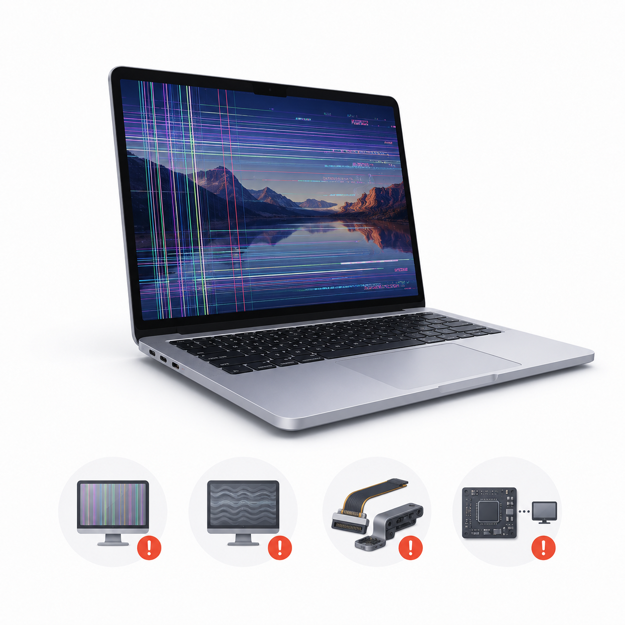 Полосы и артефакты на экране MacBook Air — диагностика в Харькове