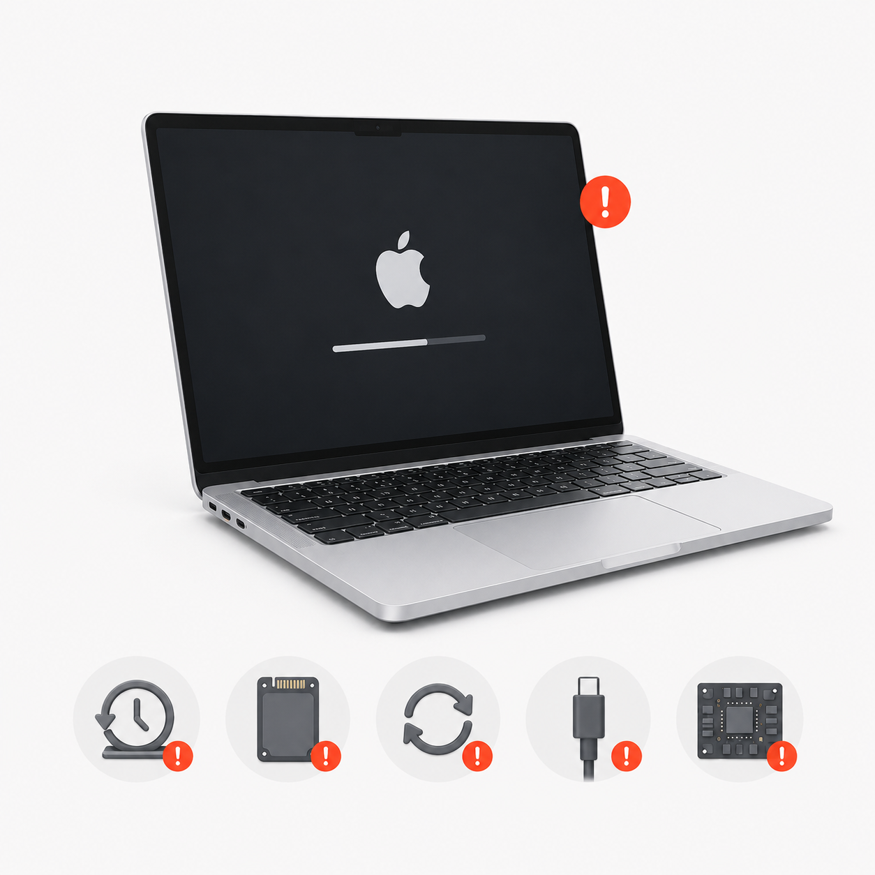 MacBook Pro Retina Intel завис на логотипе Apple — ремонт в Харькове