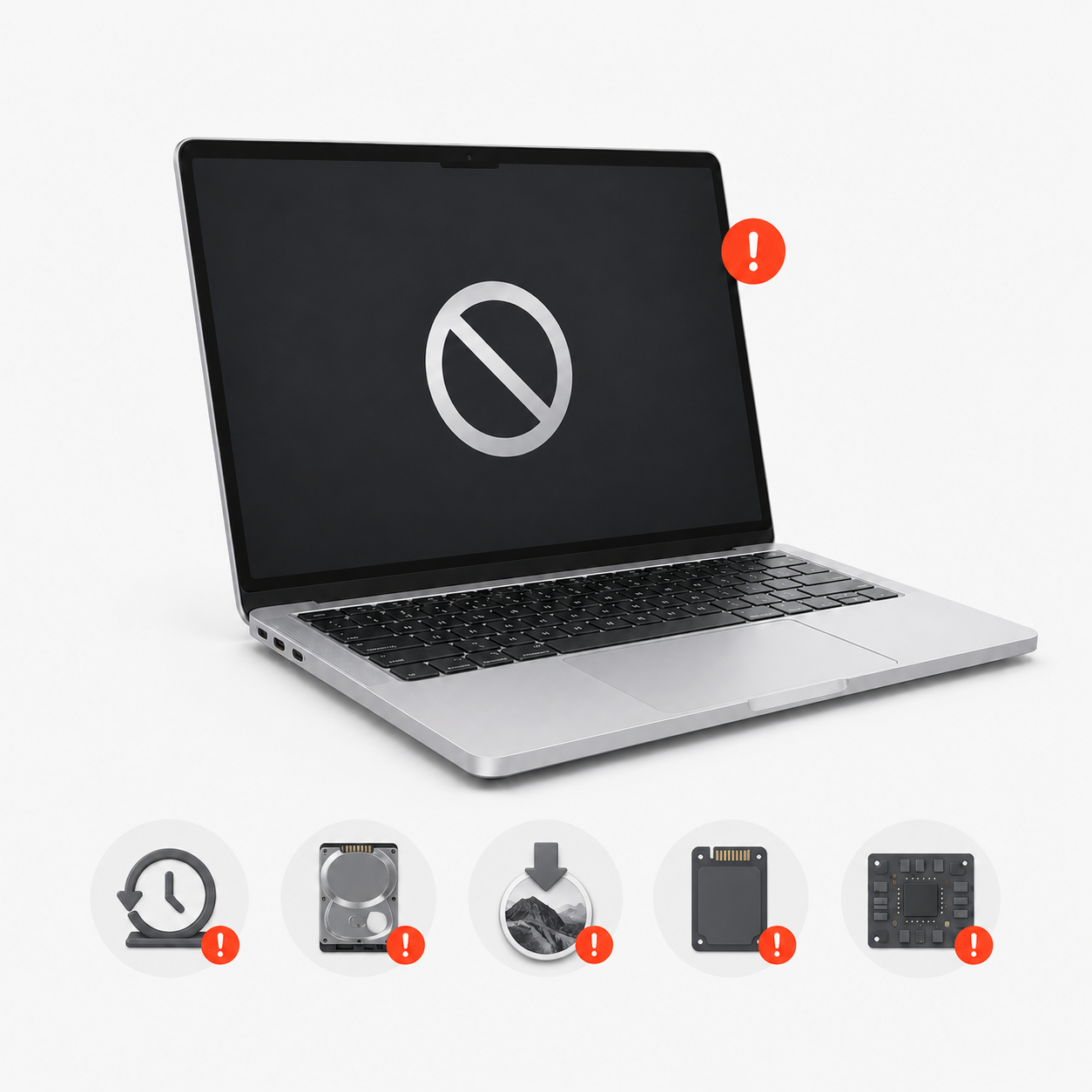 Перечеркнутый круг при загрузке MacBook Pro Retina Intel — ремонт в Харькове