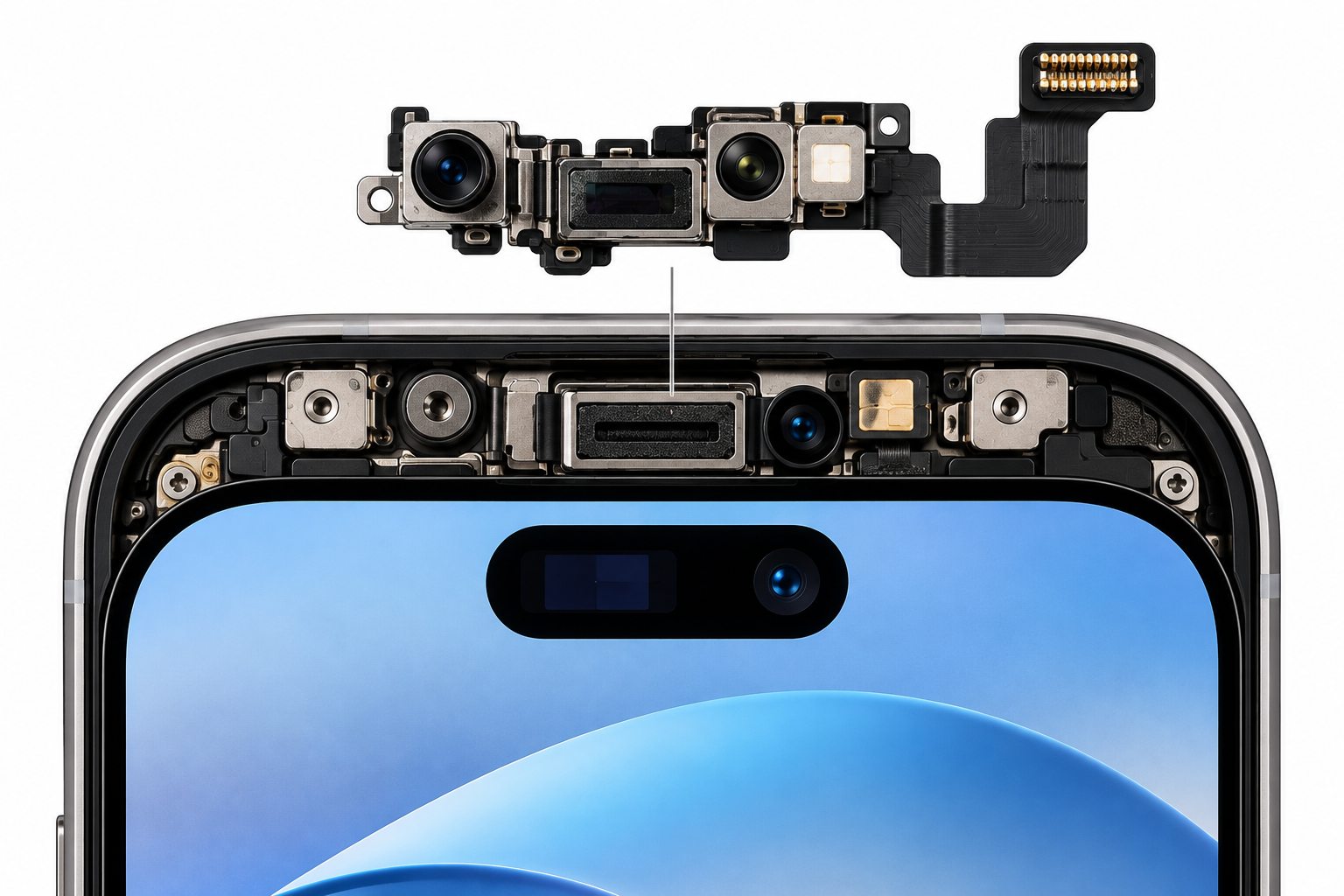 Замена фронтальной камеры TrueDepth iPhone 15 Plus