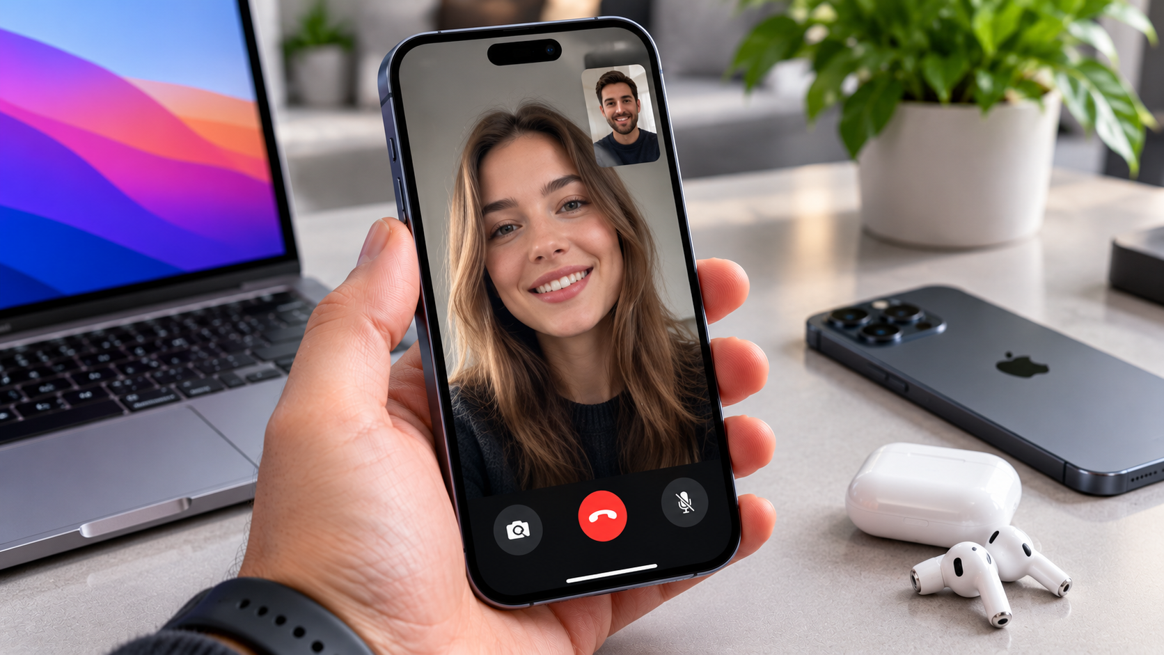 Диагностика FaceTime на iPhone 16 Plus